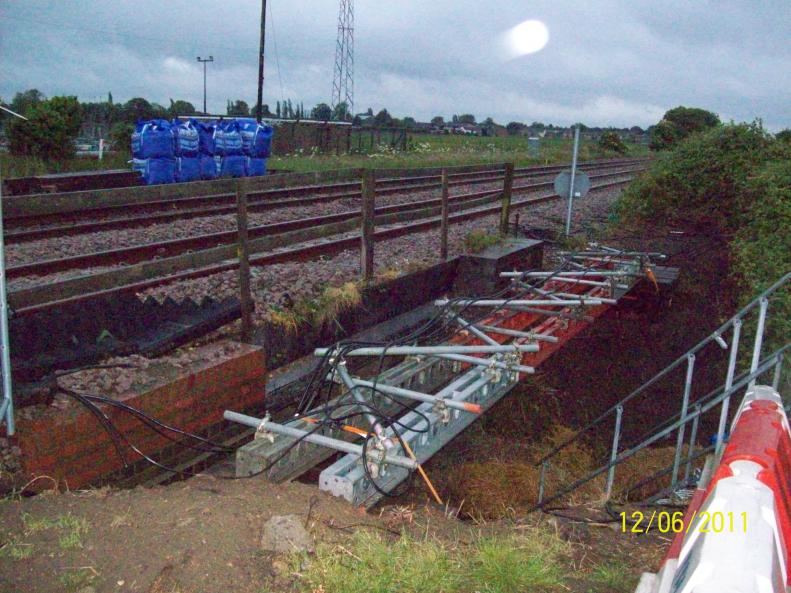 Temporary works Cable bridge installed during possession