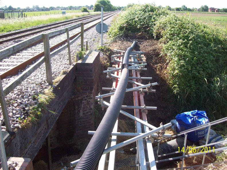 Cables - protected and moved on the bridge.