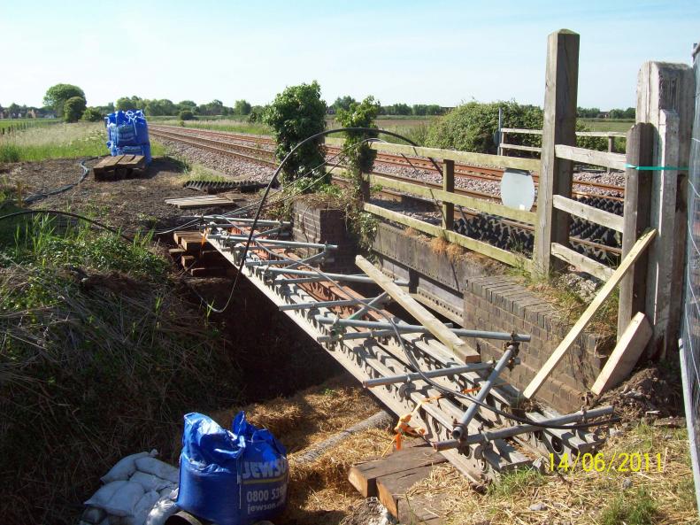 Cables being diverted onto the cable bridge.