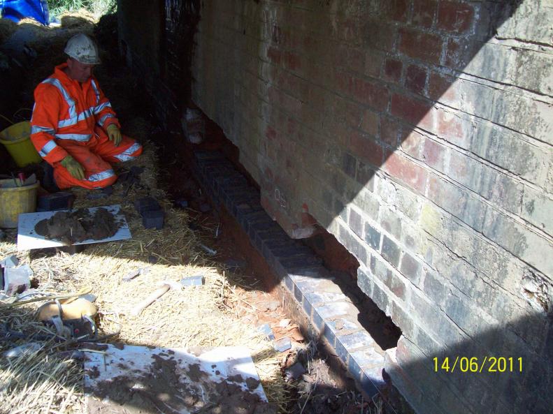 Brickwork Repairs to the face of the abutments