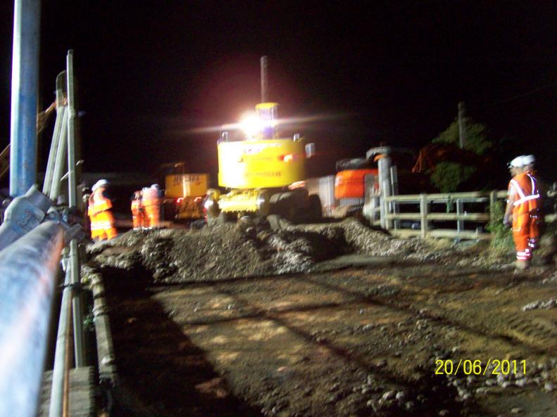 Ballast Removed from the bridge deck - ready for demolition.