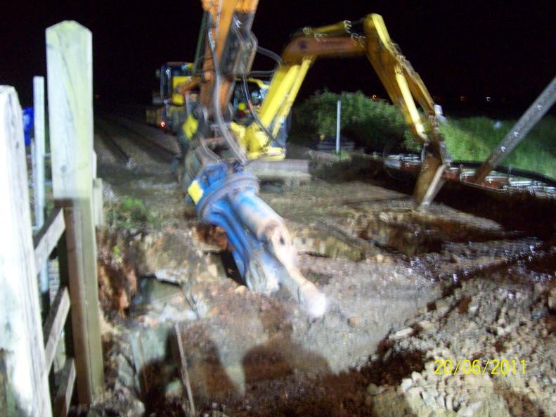 Demolition shear cutting up the Jack arches