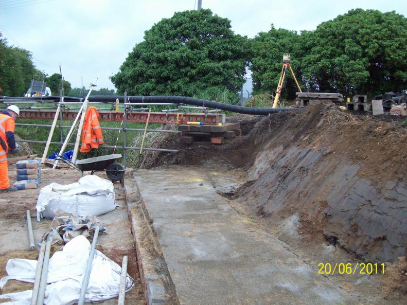 Screed set ready for the concrete imposts to be set.