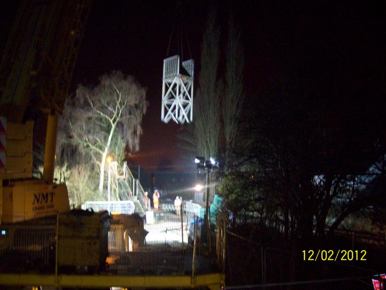 Existing structure Trestle being lifted free.