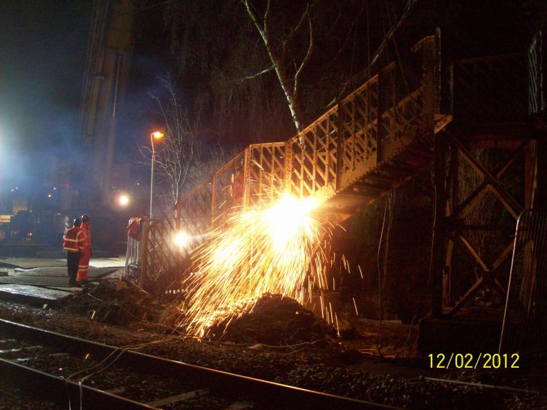 South stair case being cut free.