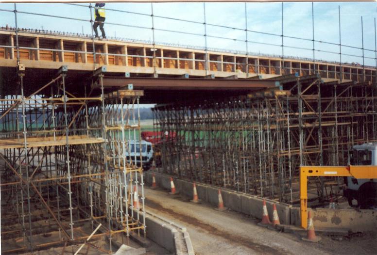 Beam carrying the falsework over the Haul road.