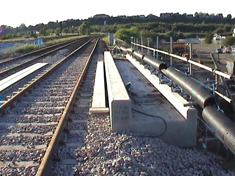 View on the bridge deck with track ballasted up.