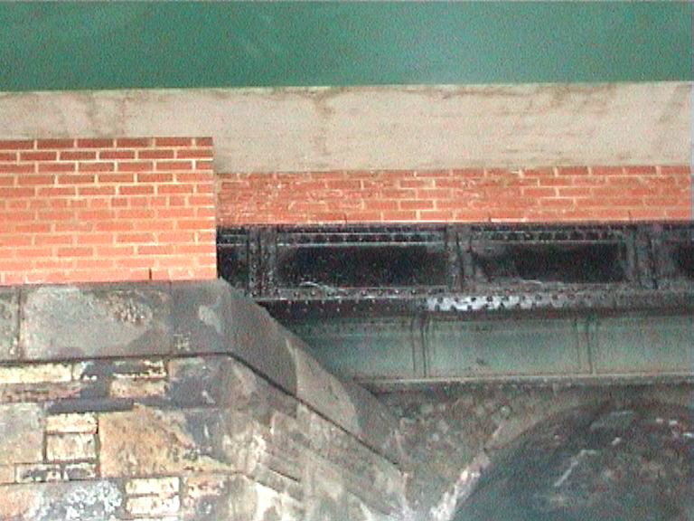 Brickwork installed infront of the gabion baskets on the girders.