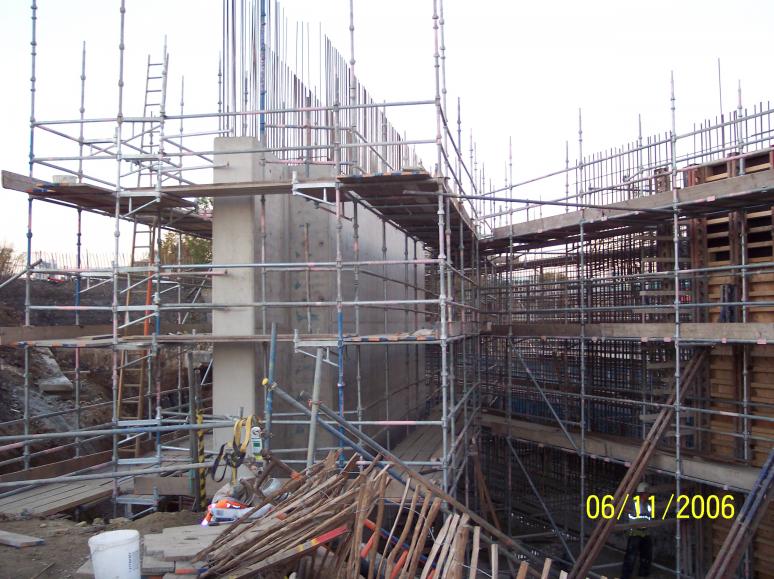 South Abutment wingwall formwork removed 