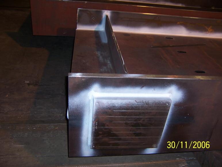 Steel being fabricated with the taper plate and stiffeners